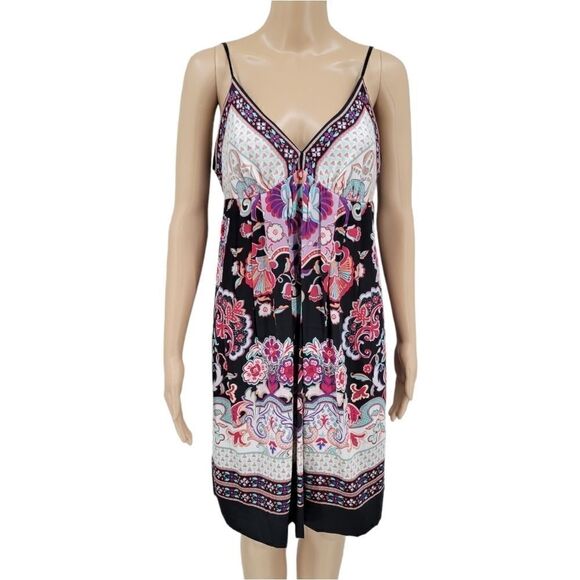 ECI Dresses & Skirts - eci Y2K Silk Satin Floral Midi Dress Women's Size 6 Boho